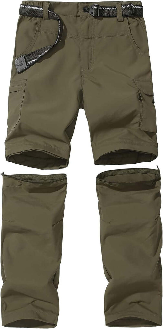 Boy’S Scout Pants Convertible Hiking Quick Dry Zip off Pants Outdoor Climbing Casual Trouser Kids Youth Cargo Pants