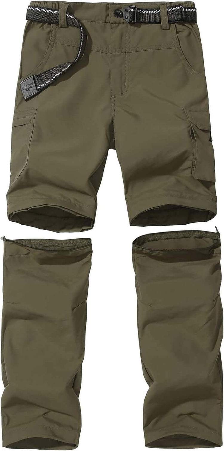 Boy’S Scout Pants Convertible Hiking Quick Dry Zip off Pants Outdoor Climbing Casual Trouser Kids Youth Cargo Pants