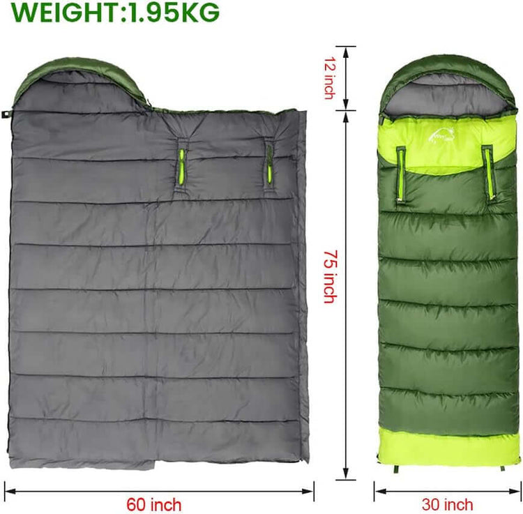 0 Degree Wearable Sleeping Bag for Adults Compact Lightweight Cold Weather Mummy Sleeping Bags for 2-3 Season Camping Backpacking, Fits 5°F ~ 50°F, 4.3Lbs More Warmer