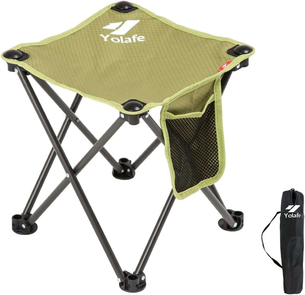 Camping Stool, Lightweight Sturdy Portable Stool with Side Pocket,Sets up in 1 Seconds, Folding Stool for Camping, Fishing, Hiking, Camping Stools for Adults with Carry Bag