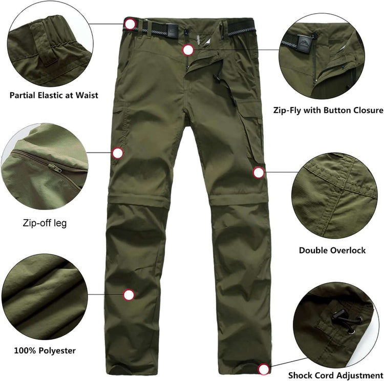 Boy’S Scout Pants Convertible Hiking Quick Dry Zip off Pants Outdoor Climbing Casual Trouser Kids Youth Cargo Pants