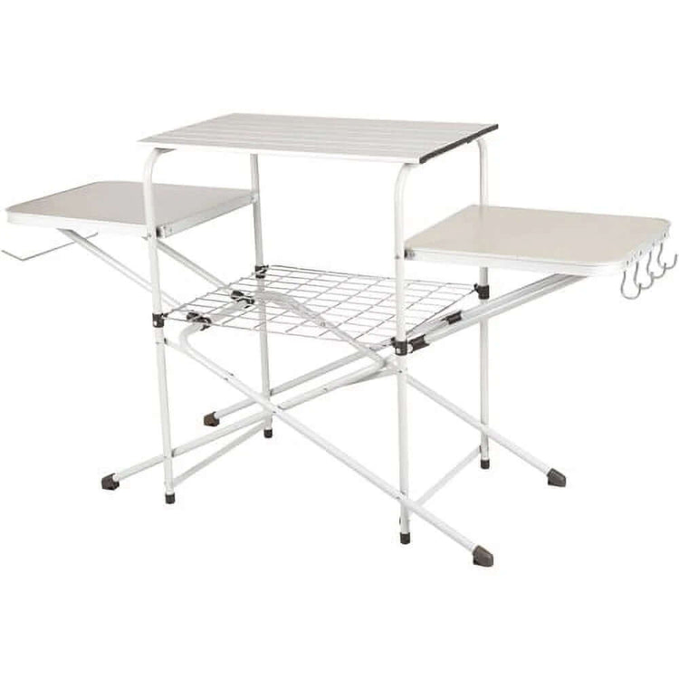 Camp Kitchen Cooking Stand with Three Table Tops, Indoor Outdoor