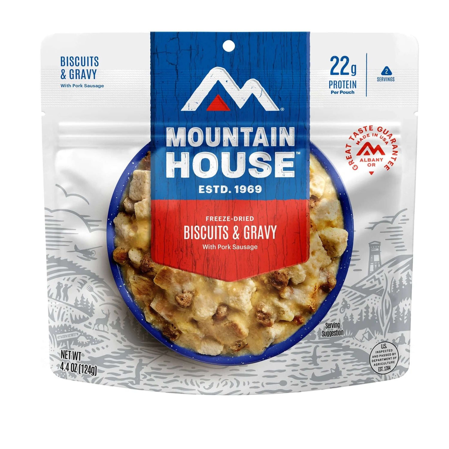 (2 Pack)  Biscuits & Gravy, Freeze-Dried Camping & Backpacking Food, 2 Servings