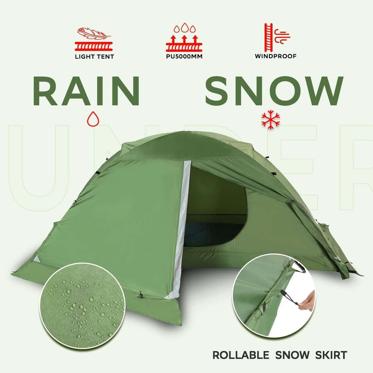 1-Person Backpacking Tent for 4-Season - Winter Waterproof Tent for One Perso...