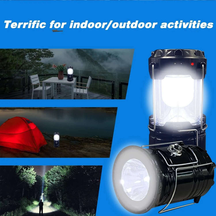 4 Pack LED Camping Lantern, Solar and Rechargeable Lantern Flashlight Collapsible and Portable Light for Camp/Hiking/Emergency/Hurricanes/Storm