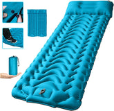 Camping Sleeping Pad, 2021 Newest Inflatable with Foot Press Sleeping Mat Pillow，Button Connection Large Size 4"-Thick, Portable Waterproof and Compact Air Mat for Camping,Hiking,Beach