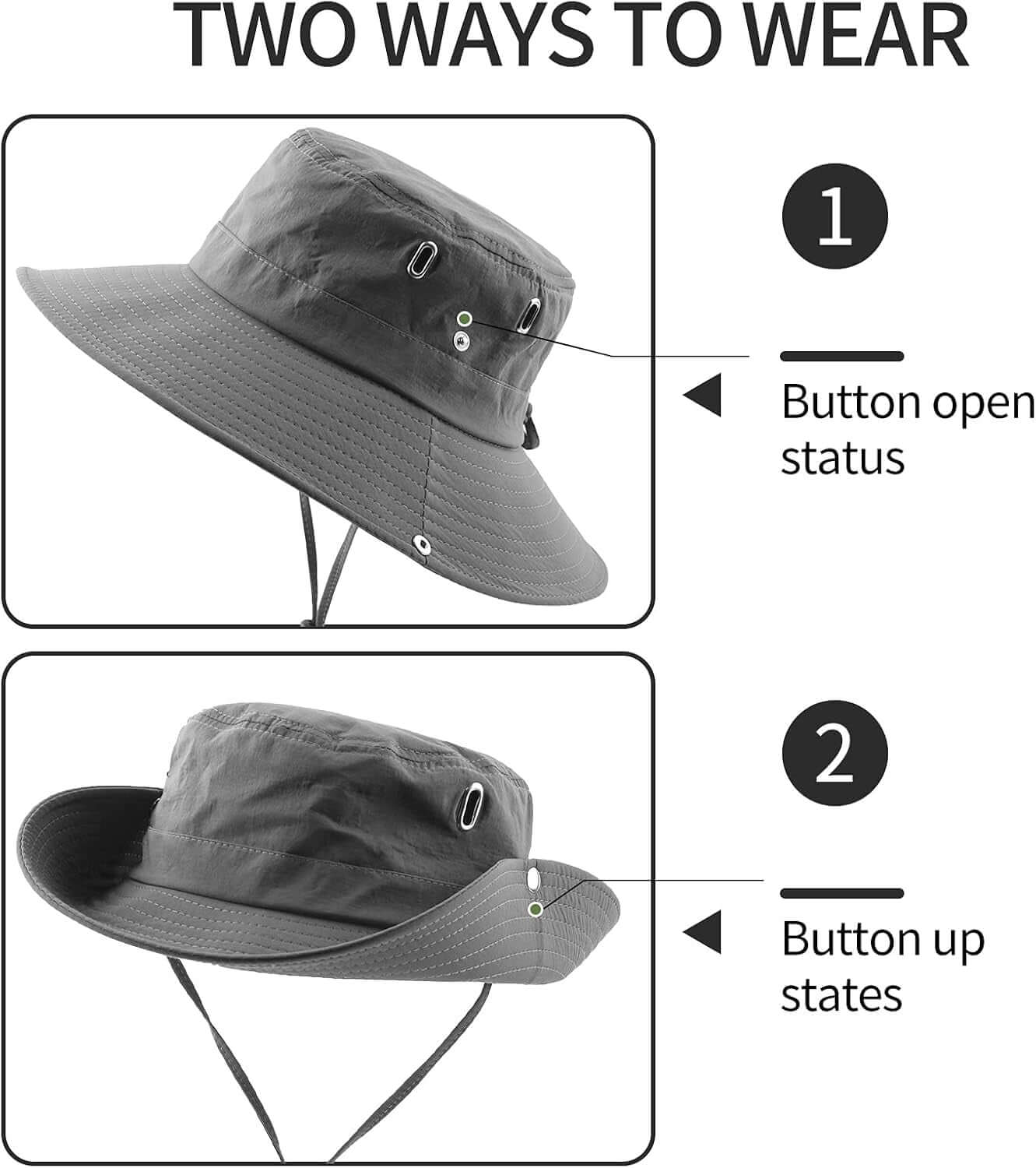 Women Men Sun Hats with Uv Protection, UPF50 + Waterproof Hiking Safari Wide Brim Cap, Also Suitable for Boys Girls Wear.