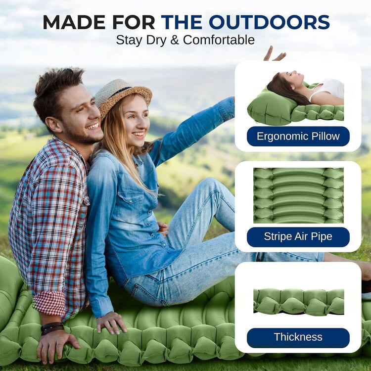 Lightweight & Compact Camping Gear – Sleeping Pads & Bags with Built-In Pillows for Outdoor Comfort, Waterproof & Tear-Resistant Design, Perfect for Hiking, Backpacking, Couples & Solo Use