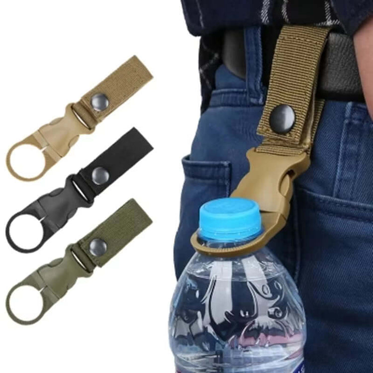 Outdoor Waterbottle Buckle Hook Nylon Webbing Buckle Hook Climb Carabiner Belt Backpack Hanger Camp Water Bottle Holder Clip