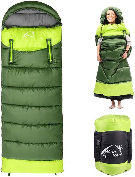 0 Degree Wearable Sleeping Bag for Adults Compact Lightweight Cold Weather Mummy Sleeping Bags for 2-3 Season Camping Backpacking, Fits 5°F ~ 50°F, 4.3Lbs More Warmer