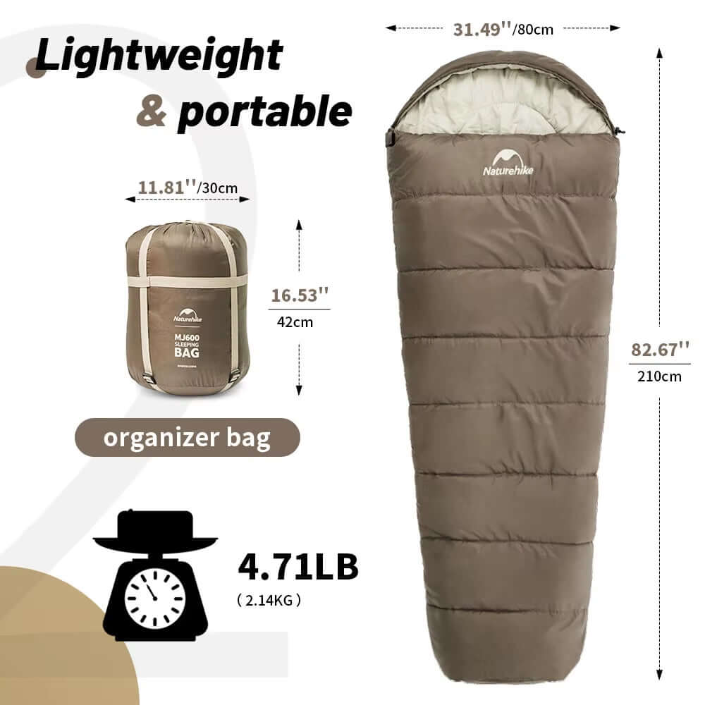 MJ600 Sleeping Bag Portable Waterproof 4 Season Cotton Sleeping Bag Outdoor Hiking Travel Camping Sleeping Bag