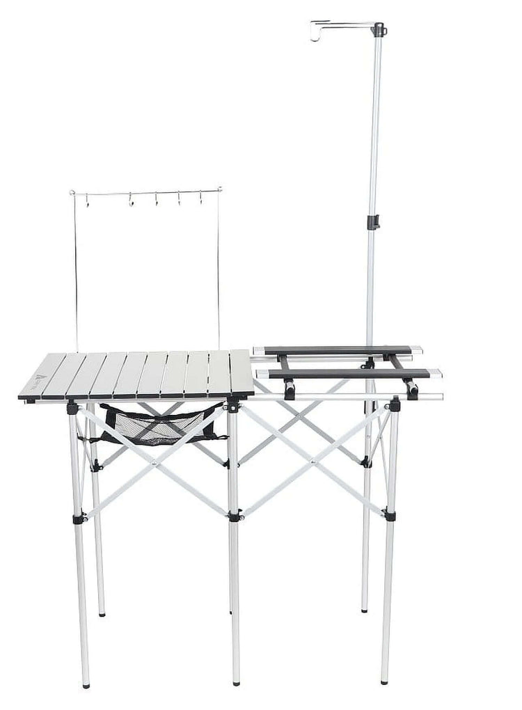 Folding Camp Kitchen Table, 41 In. X 18 In. with Adjustable Stove Platform