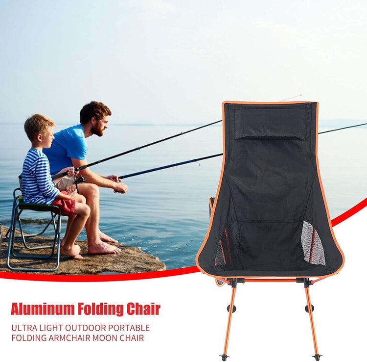 Folding High Back Camping Chair with Headrest, Portable Compact Chair for Outdoor Camp, Travel, Picnic, Hiking, 900D Oxford Cloth & Aluminum Alloy, Heavy Duty Foldable Outdoor Chair for Beach