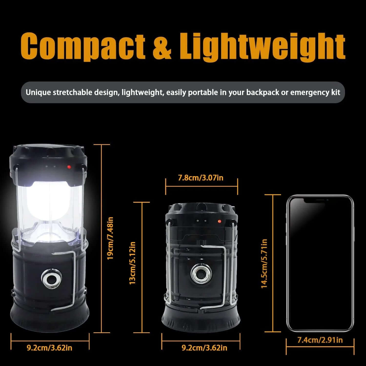 4 Pack LED Camping Lantern, Solar and Rechargeable Lantern Flashlight Collapsible and Portable Light for Camp/Hiking/Emergency/Hurricanes/Storm