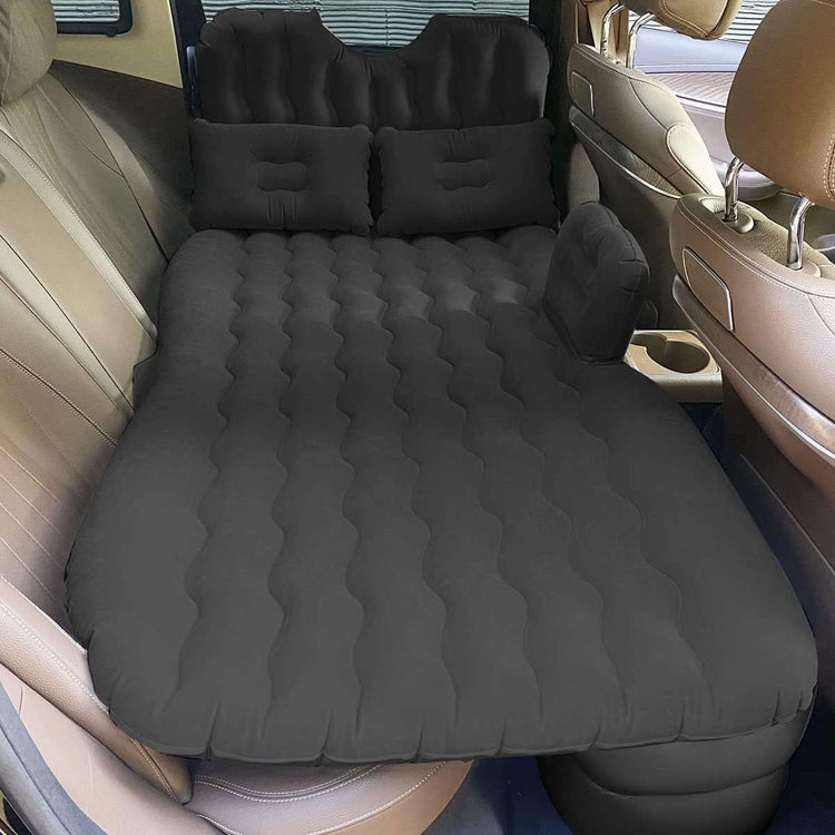 Car Air Mattress, Inflatable Bed for Car Back Seat|Universal Car Mattress with Air Pump|Flocking-Top & PVC Surface Car Bed with 2 Pillows & Fillers for Suv|Sedan|Minivan|Truck Camping Black