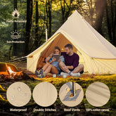 Canvas Bell Tent, Luxury Yurt Tent for Family Glamping, Waterproof and Breathable Cotton,4 Season Tent with Zipped Removable Floor (Fire Water Repellent, 13.1Ft(4M))