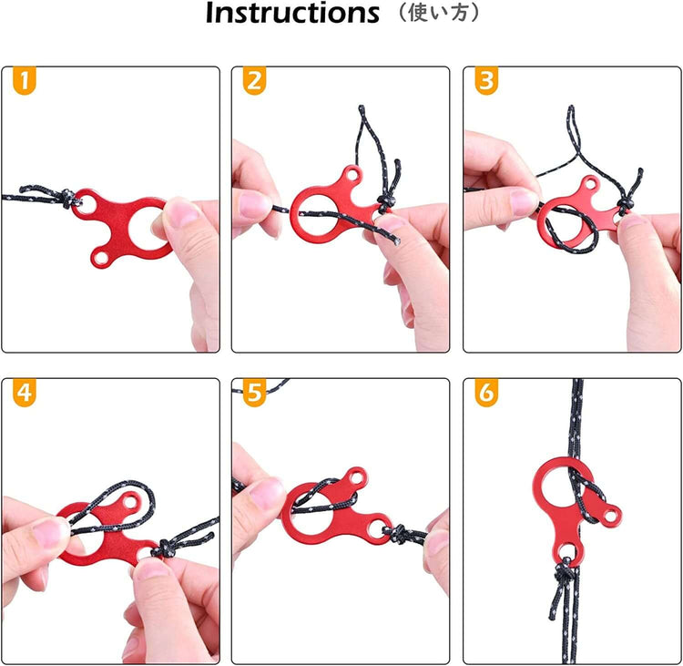 Guyline Cord Adjuster Rope Tensioner Tent Guy Line Paracord Tightener Loop Alien Aluminum Alloy for Camping Hiking