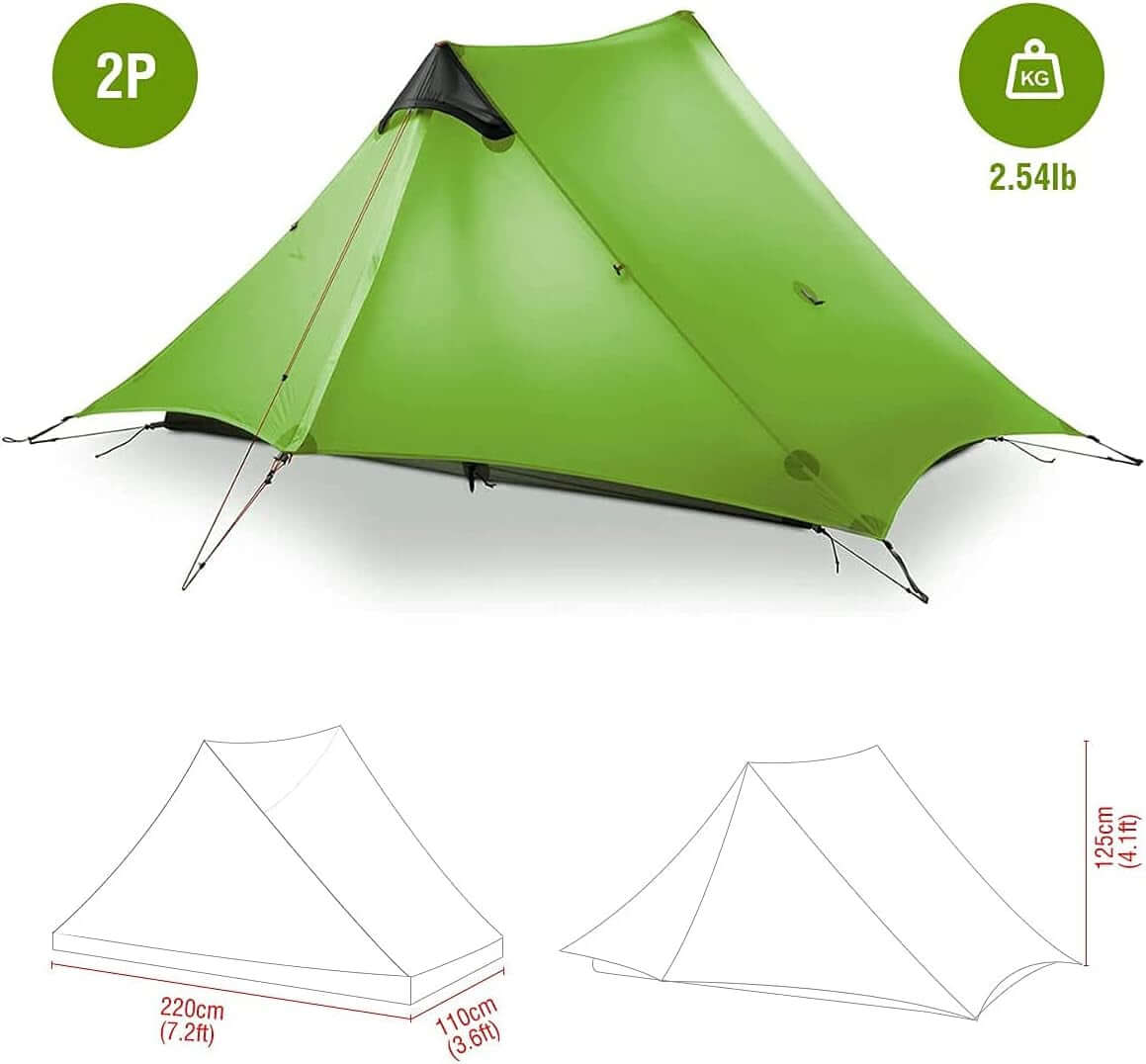 Ultralight Tent 3-Season Backpacking Tent 1 Person/2 Person Camping Tent, Outdoor Lightweight Lanshan Camping Tent Shelter, Perfect for Camping, Trekking, Climbing, Hiking