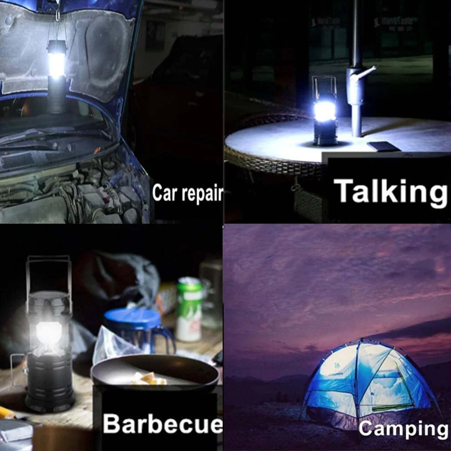 4 Pack LED Camping Lantern, Solar and Rechargeable Lantern Flashlight Collapsible and Portable Light for Camp/Hiking/Emergency/Hurricanes/Storm