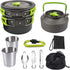 Outdoor Cookware Set Camping Cooker Set Camping Equipment Mountaineering Aluminum Cooker BBQ Tableware Camping Pot Set Suitable for 2~3 People - Green