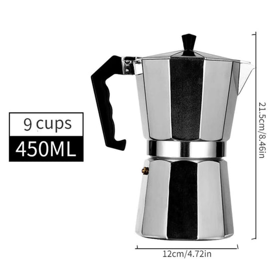 Aluminum Coffee Kettle Household Italian Octagonal Moka Coffee Tea Pot Office Home Travel Outdoor Camping Tableware Equipment