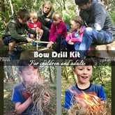 Bow Drill Kit Fire Starter, Primitive Wood, Survival Practice Friction Fire Tool for Scout Outdoor Activity Teaching, Outward Bound Training, Wildness Survival Beginner