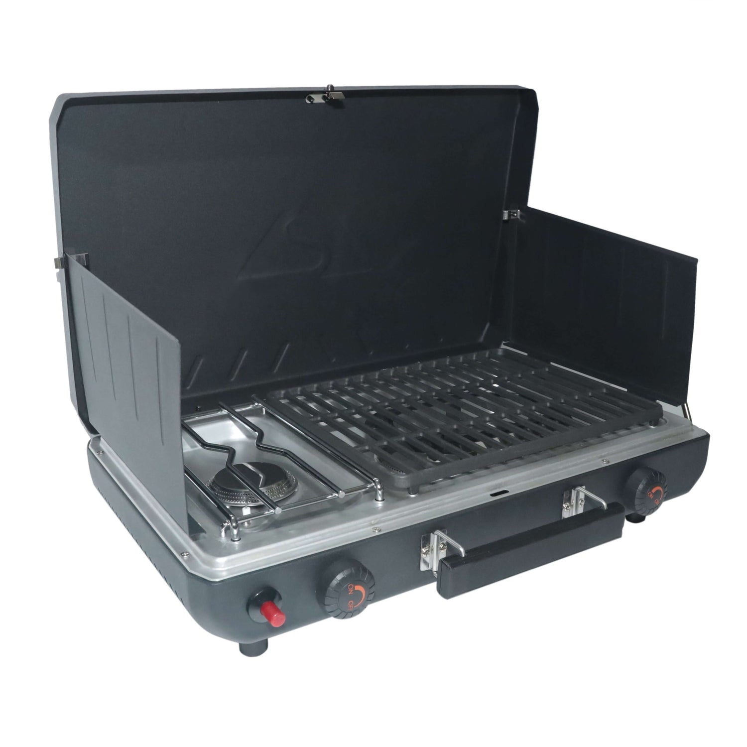 Propane 2-In-1 Portable 2 Burner Grill Camp Stove, Model GCT2220WB, New