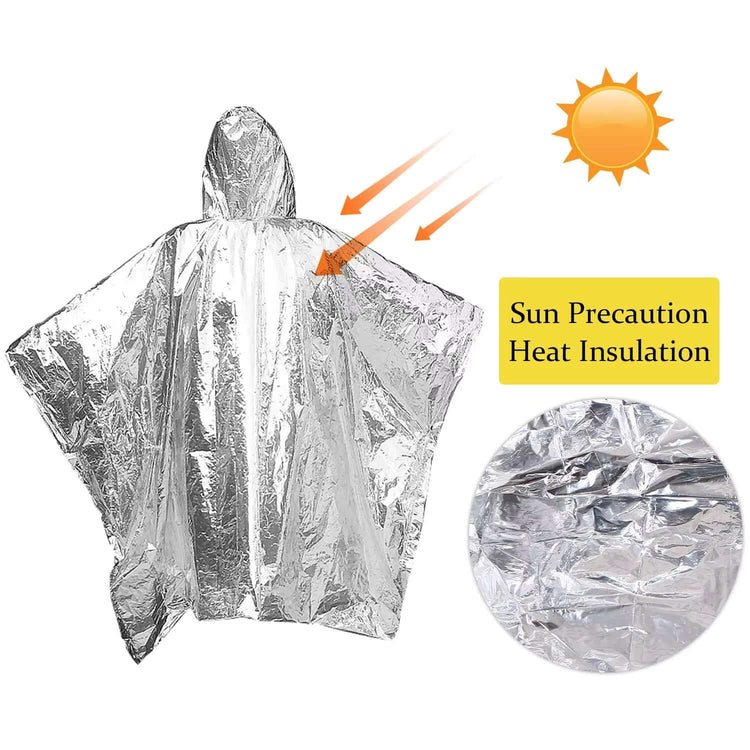 Emergency Waterproof Raincoat Aluminum Film Disposable Poncho Warm Thermal Rainwear Blankets Survival Tools Camping Equipment