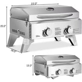 2-Burner Portable Tabletop Propane Gas Grill in Stainless Steel