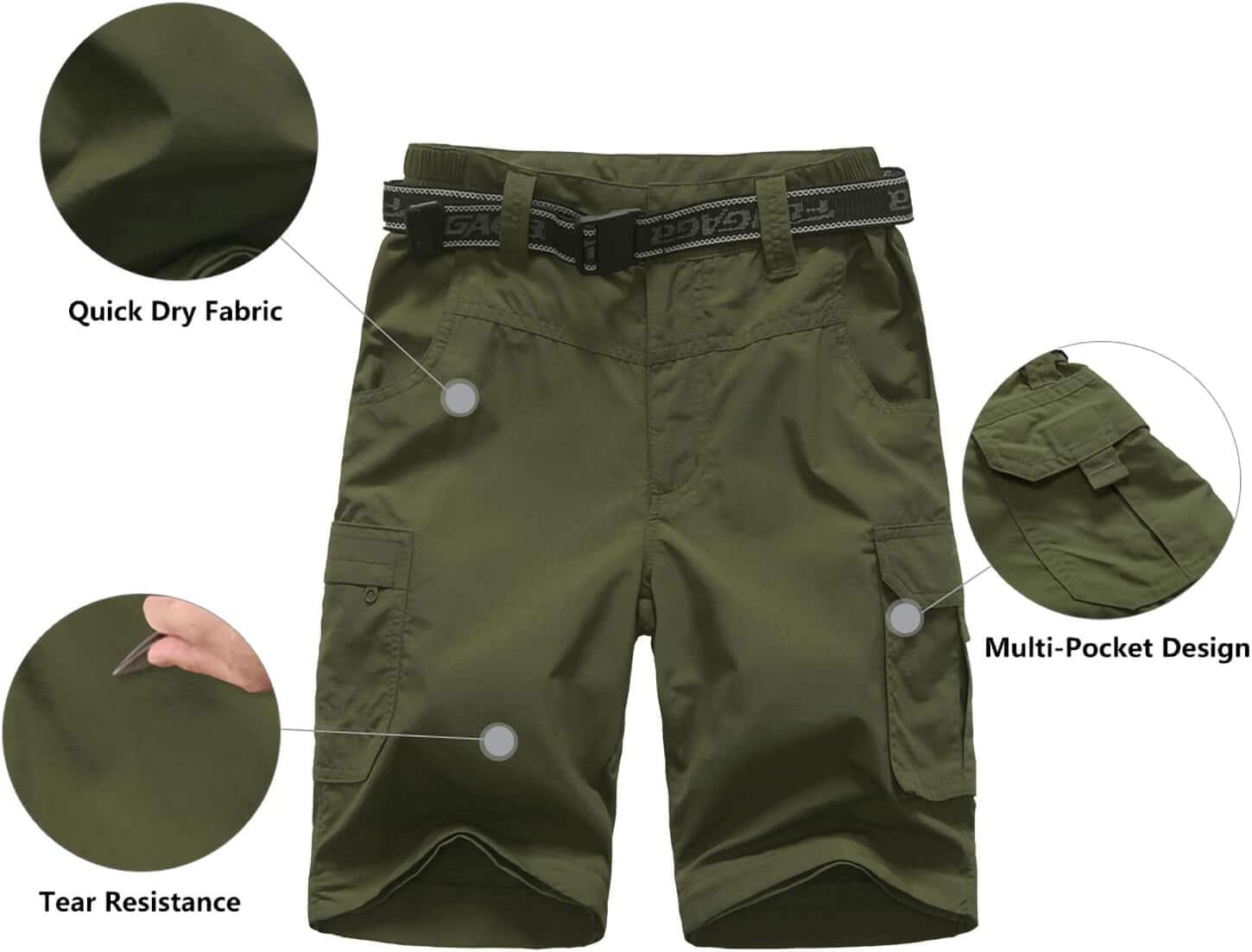 Boy’S Scout Pants Convertible Hiking Quick Dry Zip off Pants Outdoor Climbing Casual Trouser Kids Youth Cargo Pants