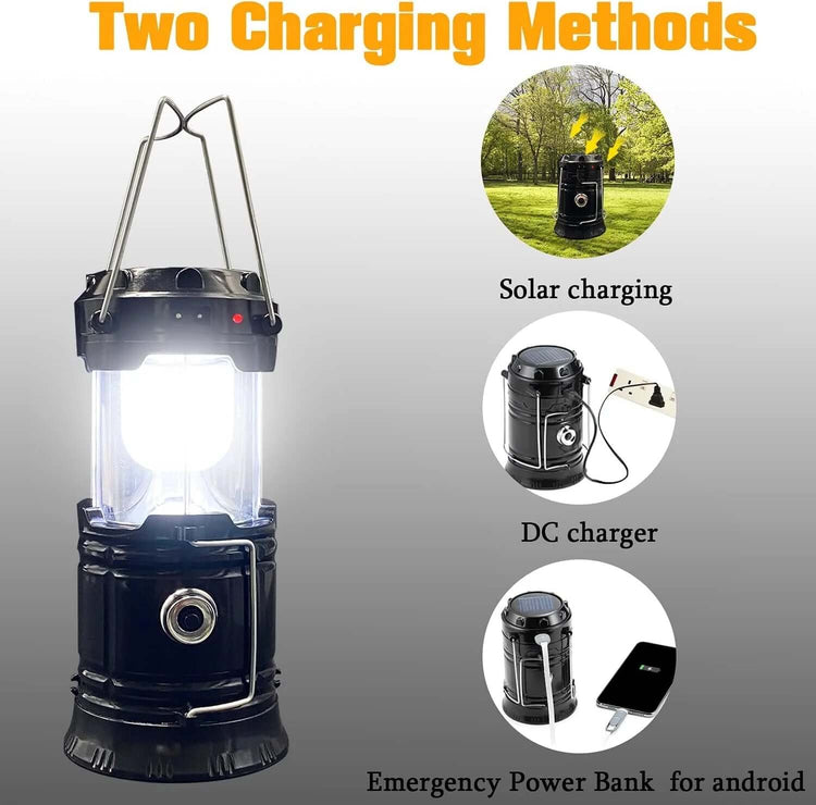 4 Pack LED Camping Lantern, Solar and Rechargeable Lantern Flashlight Collapsible and Portable Light for Camp/Hiking/Emergency/Hurricanes/Storm