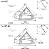 Bell Tent,4 Seasons Breathable 100% Cotton Canvas Yurt Tent - W/Stove Jack,Luxury Camping Tent Outdoor,Zipped Removable Floor