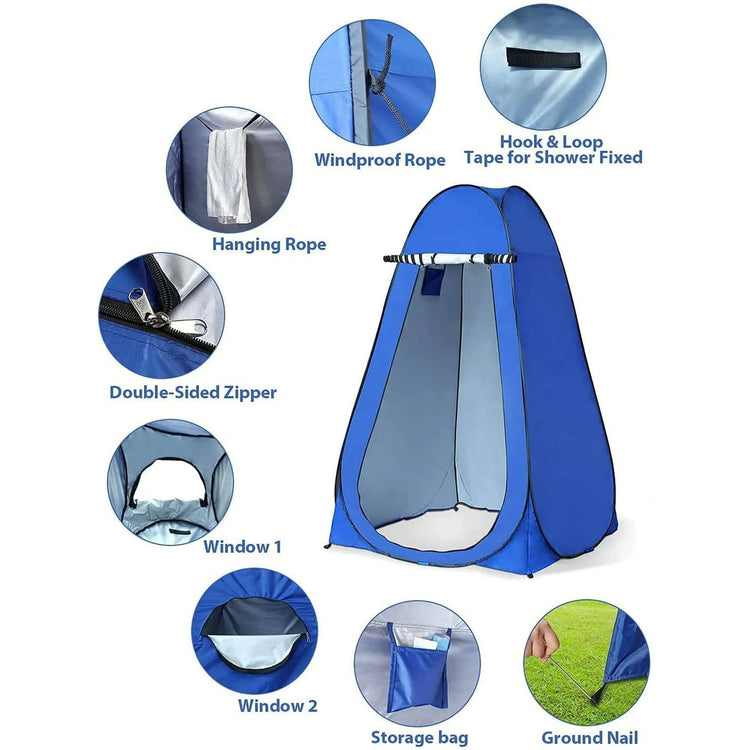 Shower Tents, Portable Pop-Up Outdoor Privacy Tents, Silver Plated Sun Protection UPF 50+ and Waterproof Tents Camp Toilet(Blue)