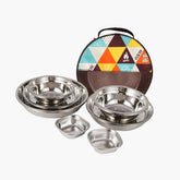 Portable Dinner Plates Camping Tableware Set Stainless Steel Bowls Soup Pots Cooking Camping Picnic