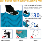 Camping Sleeping Pad, 2021 Newest Inflatable with Foot Press Sleeping Mat Pillow，Button Connection Large Size 4"-Thick, Portable Waterproof and Compact Air Mat for Camping,Hiking,Beach