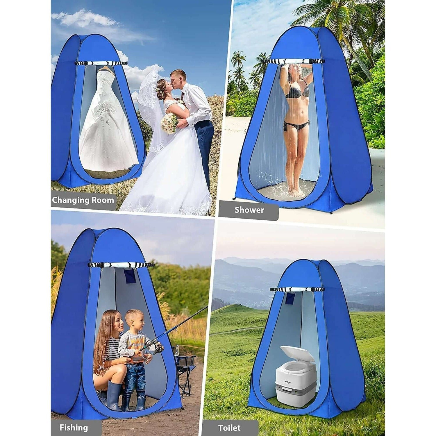 Shower Tents, Portable Pop-Up Outdoor Privacy Tents, Silver Plated Sun Protection UPF 50+ and Waterproof Tents Camp Toilet(Blue)