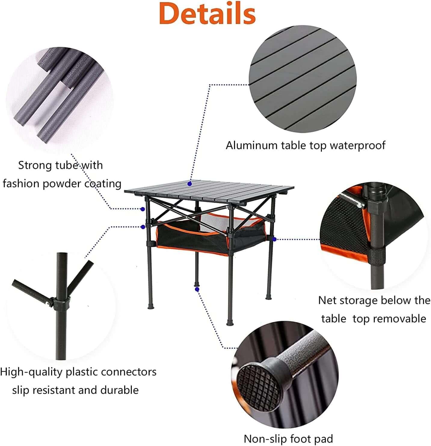 Aluminum Backpacking Camping Table Portable Lightweight Grill Tables Low Picnic Foldable Outdoor Cooking Furniture 37.4" Lx21.7 Wx19.7 H