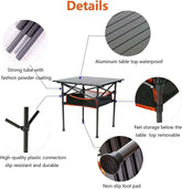 Aluminum Backpacking Camping Table Portable Lightweight Grill Tables Low Picnic Foldable Outdoor Cooking Furniture 37.4" Lx21.7 Wx19.7 H